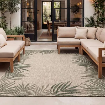 Produktbild von Volero - Outdoor Teppich - Tiga Edge Grün - 120x170 cm - Balkon, Garten, Terrasse - Boho, Ländlich, Modern
