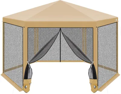 Obrázok produktu pre Šesťhranný záhradný pavilón 2x2x2,5 m s moskytiérou Béžová