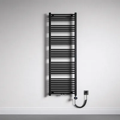 Produktbild von Mai & Mai Badheizkörper Elektrisch 60x180 cm matt Anthrazit, Handtuchwärmer für Strom, Seitenanschluss, Röhrenheizkörper Badheizung mit Heizstab 1000W