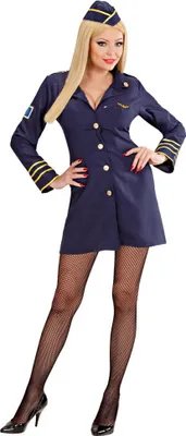 Produktbild von Flugbegleiterin Stewardess Kleid und Mütze blau M