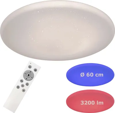 Imagen del producto de Lámpara de techo LED Willie, de metal y plástico, color blanco, diámetro 60 cm, con mando a distancia