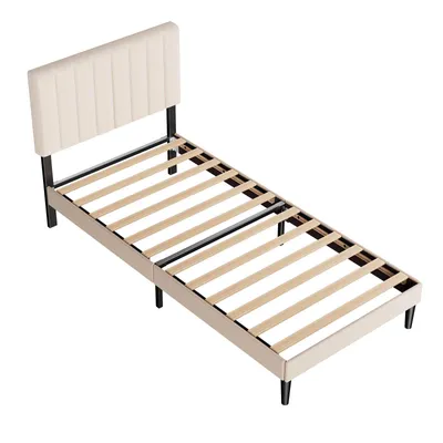 Produktbild von KUTAS Klassische Betten 90x200, Polsterbett Grau mit verstellbarem Kopfteil, Stauraum, Holzlatten, leises Bettgestell