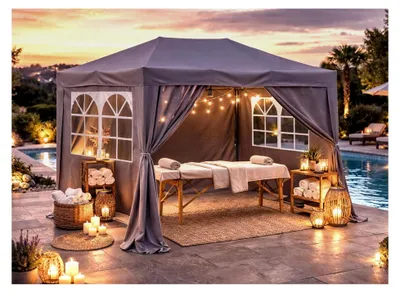 Produktbild von Pop-Up-Pavillon 2x3m Smoky Grau mit 4 Easy-Klett Seitenwänden, davon 2 mit Reißverschlüssen