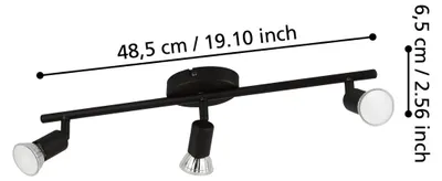 Obrázok produktu pre EGLO Buzz-Led, Bodové osvetlenie, GU10, 3 žiaroviek, 2,8 W, 3000 K, Čierna