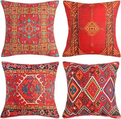 Produktbild von Famanu Kissenbezug 40 x 40 cm - Boho Abstract Geometrisch Rot