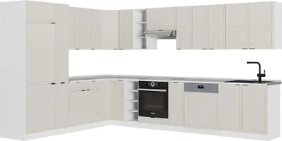 Produktbild von Eckküche Vicco Fame-Line GrauBeige/Weiß 347 x 60 cm , AP Marmor, Model 50560