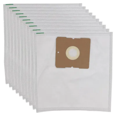 A stack of white vacuum cleaner bags with a brown cardboard attachment.