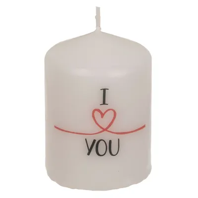 Produktbild von Stumpenkerze I love you 6x8cm 181140