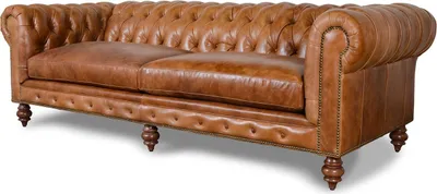 Immagine prodotto di Divano Chesterfield, imbottitura in pelle, modello classico, tre posti - 304