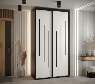 Obrázek produktu pro Šatní skříň ASIRI 8 - 140/60 cm, černá / bílá / černá