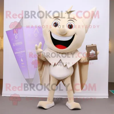 Zdjęcie produktu dla Beżowa REDBROKOLY postać w kostiumie maskotki Zębowej Wróżki ubrana w koszulkę z dekoltem w szpic i kopertówkę