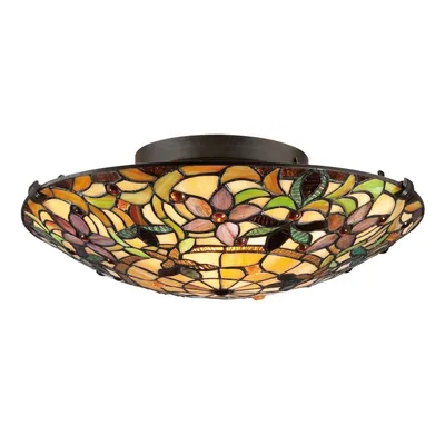 Produktbild von Deckenleuchte E27 Gelb Bronze Glas Metall Tiffany Stil Deckenlampe