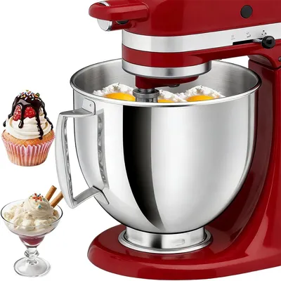 Produktbild von 5QT Edelstahl-Mixerschüssel Ersatz, kompatibel mit KitchenAid Kipparm-Mixern, Artisan & Classic Serien 4,5-5QT K45 KSM70 KSM150