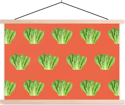 Produktbild von MuchoWow® Textilposter Gemüse - Muster - Rot 120x80 cm mit holzfarbenen Rahmen - Aufhängeset