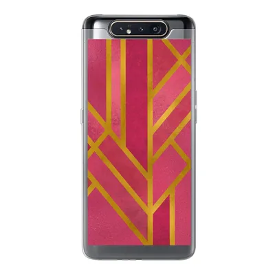 Produktbild von MuchoWow® Handyhülle Schutzhülle Hülle für Samsung Galaxy A80 Gold - Rosa - Geometrisch Silikon Softcase Handy Hülle - Schutzdeckel