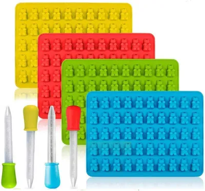 Silikon-Backformen, 4er-Set, 50 Bärenformen, 18,5 x 13,5 cm