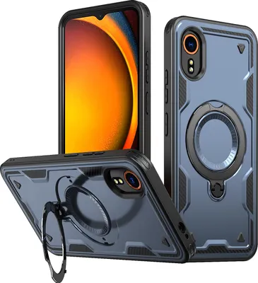 Produktbild von Dual Layer Hülle für Samsung Galaxy XCover7 mit Ring Ständer Magnetisch Stoßfest Handyhülle Blau