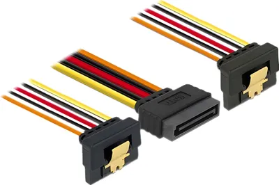 Produktbild von DeLOCK 60145, 0,15 m, SATA I, SATA 15-Pin, Männlich/Weiblich, Schwarz, Orange, Rot, Gelb, Gerade