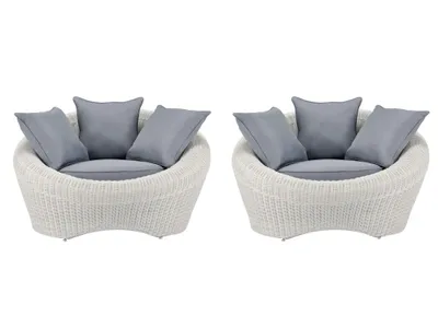 Produktbild von Set mit 2 Gartenstühlen aus Technorattan – Farbe Elfenbein – WHITEHEAVEN
