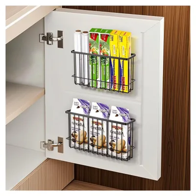 Produktbild von 2 Stück Aufbewahrungsbox für Küchenschranktüren, Selbstklebende Wandmontage, Organizer für Badezimmer/Schrank/Kleine Gegenstände