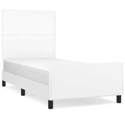 Produktbild von Bettgestell mit Kopfteil Weiß 100x200 cm Kunstleder