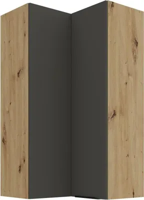 Produktbild von Hoher Eckschrank LUNARA 2 – 60 x 60 cm, Graphit/Eiche (Artisan).