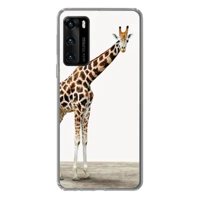 Produktbild von MuchoWow® Handyhülle Schutzhülle Hülle für Huawei P40 Giraffe - Tiere - Weißer Hintergrund - Kinder - Junge - Mädchen Silikon Softcase Handy Hülle - Handytasche