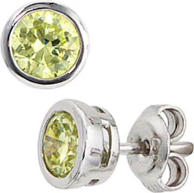 Produktbild von JOBO Ohrstecker 925 Sterling Silber rhodiniert 2 Zirkonia grün Ohrringe