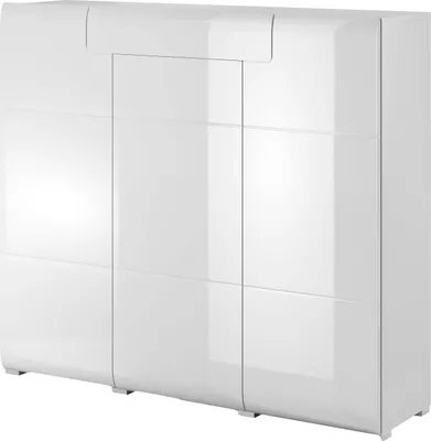 Zdjęcie produktu dla Komoda wysoka TOLEDO Szerokość 147 cm Biały laminat / biały połysk Helvetia Meble 2498DW76