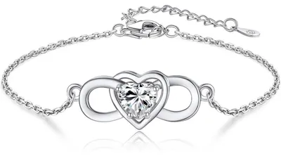 Produktbild von Armband Damen Unendlichkeitszeichen 1 Karat Moissanit Silber 925 Herz Armkette Allergiefrei