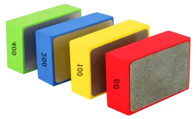 Produktbild von Diamant Handpolierpads, 4 Stück Schleifblock Set für Glas, Granit, Marmor und Keramik (60# 100# 200# 400#)