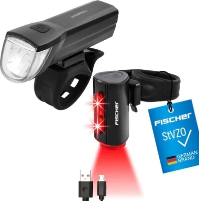 Produktbild von FISCHER TWIN Akku LED USB Beleuchtungs-Set 30 Lux mit 360 Grad Rückleuchte