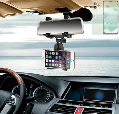 Produktbild von K-S-Trade Smartphone Halterung kompatibel mit Lava Yuva 2 Pro Rückspiegel Halterung schwarz Auto Halterung KFZ Halter