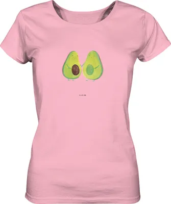 Produktbild von Mr. & Mrs. Panda Oberteil Damen Avocado Pärchen Größe L - Baumwolle Pink - Geschenk, Hochzeit, Liebe, Jersey Shirt, Avocados, Babyshower, Basic, T-Shirt Kurzarm, Baumwoll