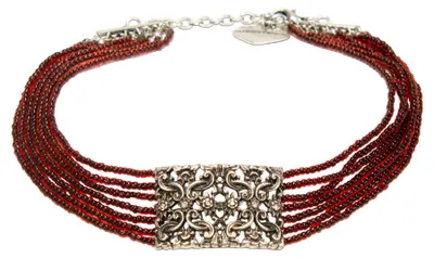 Produktbild von Alpenflüstern Trachten-Perlen-Kropfkette Edelweiß-Ornament - elegante Trachtenke