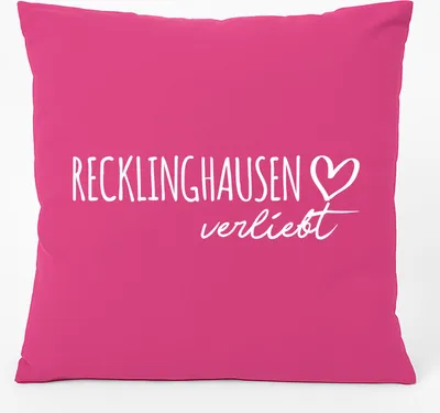 Produktbild von Huuraa Kissen Recklinghausen verliebt 40x40cm mit Füllung Fuchsia Baumwolle Dekokissen Geschenkidee