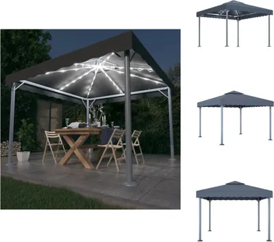 Zdjęcie produktu dla vidaXL Pawilon z łańcuchem świetlnym LED 300x300 cm antracyt aluminium - Pawilony i namioty imprezowe