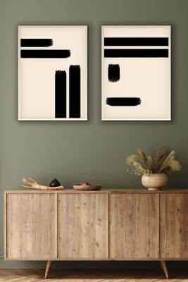 Produktbild von Wallity, Dekoratives Gerahmtes MDF Gemälde (2 Stück), 50 x 70 cm | 100% MDF (3 mm), Rahmen: 100% MASSIVHOLZ (2,5 cm) | Stilvolle Wanddekoration für jedes Zuhause.