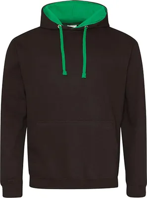 Obrázok produktu pre Just Hoods JH003 | Pánska mikina s kapucňou Varsity - farba: Jet Black/Kelly Green - veľkosť: L