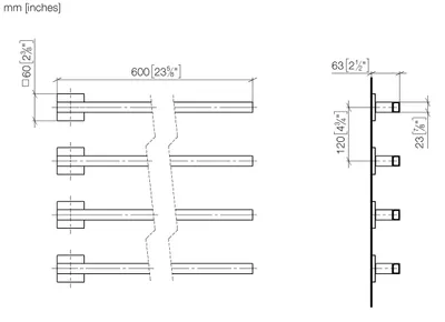 Produktbild von Dornbracht Handtuchwärmer, 4-fach, Ausladung rechts, Breite 600mm, 83314980-46
