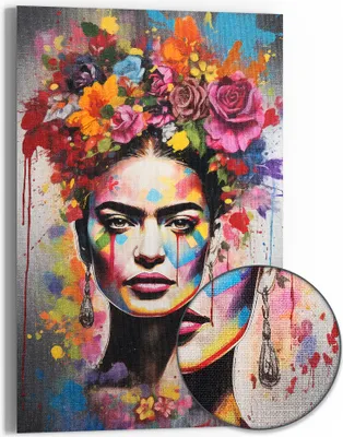 Produktbild von DEQORI Hybrid Leinwand Bild 60x90 cm 'Blumen der Muse' Wandbild Glas flach modern