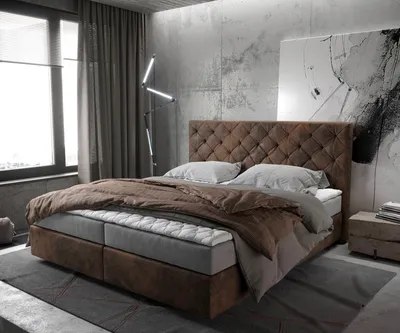 Produktbild von DELIFE Boxspringbett Dream-Great 180x200 cm Braun Vintage mit Matratze und Topper