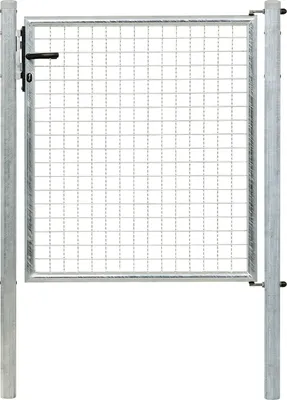 Produktbild von Alberts Wellengitter-Einzeltor mit Zubehör, Breite 100 cm, Höhe 100 cm, feuerverzinkt, zum Einbetonieren, Pfostenstärke 60 mm