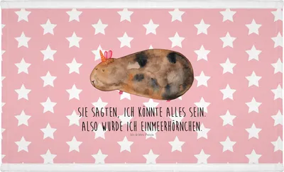 Produktbild von Mr. & Mrs. Panda Flauschtuch Einhorn Meerschweinchen - Rot Pastell - Geschenk, Unicorn, Handtuch 50x100, kleines, Baumwollhandtuch, Einhörner, Meerschwein, Meerhörnchen