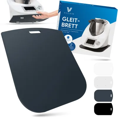 Obrázek produktu pro Kluzná deska Villkin kompatibilní s Thermomix TM5 a TM6 - Snadno přenosný a bezpečný stojan | Vysoce kvalitní akrylové sklo | Šedá barva