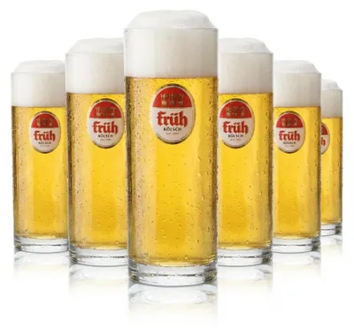 Produktbild von 6x Früh Kölsch Bier Glas 0,4l Stange Becher Gläser Karneval Gastro Kneipe Köln