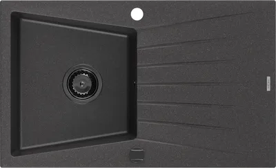 Produktbild von Mexen Cesar Granitspüle mit einem Becken und einer Abtropffläche 775 x 470 mm, Schwarz gesprenkelt, Siphon Schwarz - 6514771010-