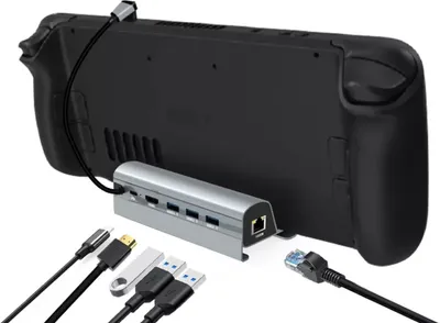 Produktbild von rozbočovač 6 v 1 Type-C na 4K@60Hz HDMI / USB 3.0 / LAN RJ45 Gigabit Ethernet / PD 60W adaptér pre konzolu Valve Steam Deck