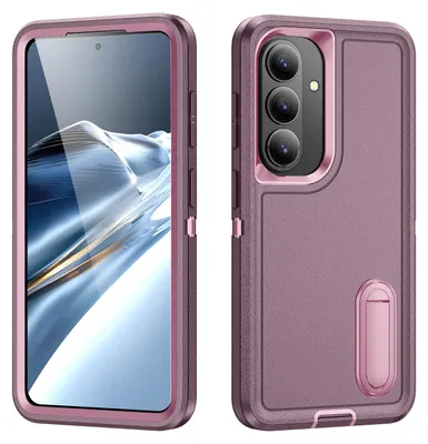 Produktbild von Hülle für Samsung Galaxy S26 Hybrid Dreilagige Robust Stoßfest Schwerlast Schutzhülle mit Ständer Lila