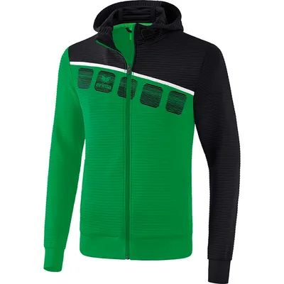 Produktbild von Erima 5-C Trainingsjacke Mit Kapuze Herren - Smaragd / Schwarz / Weiß